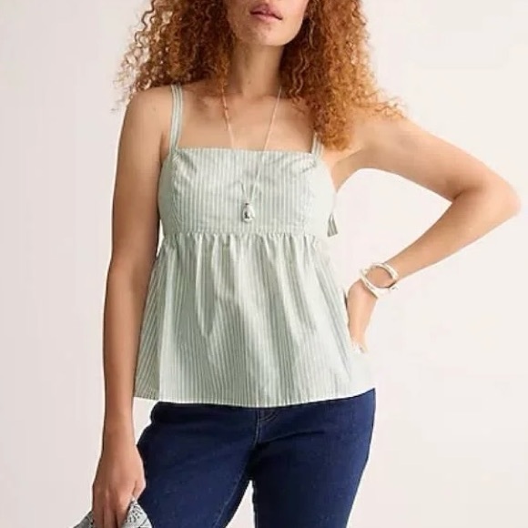 J. Crew Empire Waist 100% Cotton Stripe Babydoll Plus Blouse - Picture 1 of 9